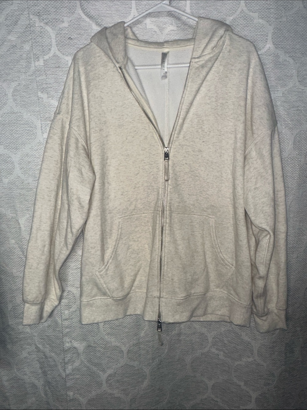 Fabletics Cream Full Zip Hoodie Sweatshirt Athletic Activewear Casual NWOT Small